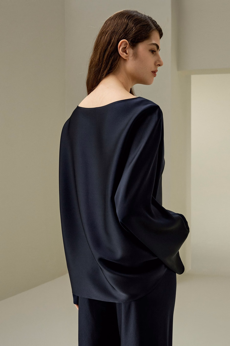 Silk Charmeuse Crewneck blouse