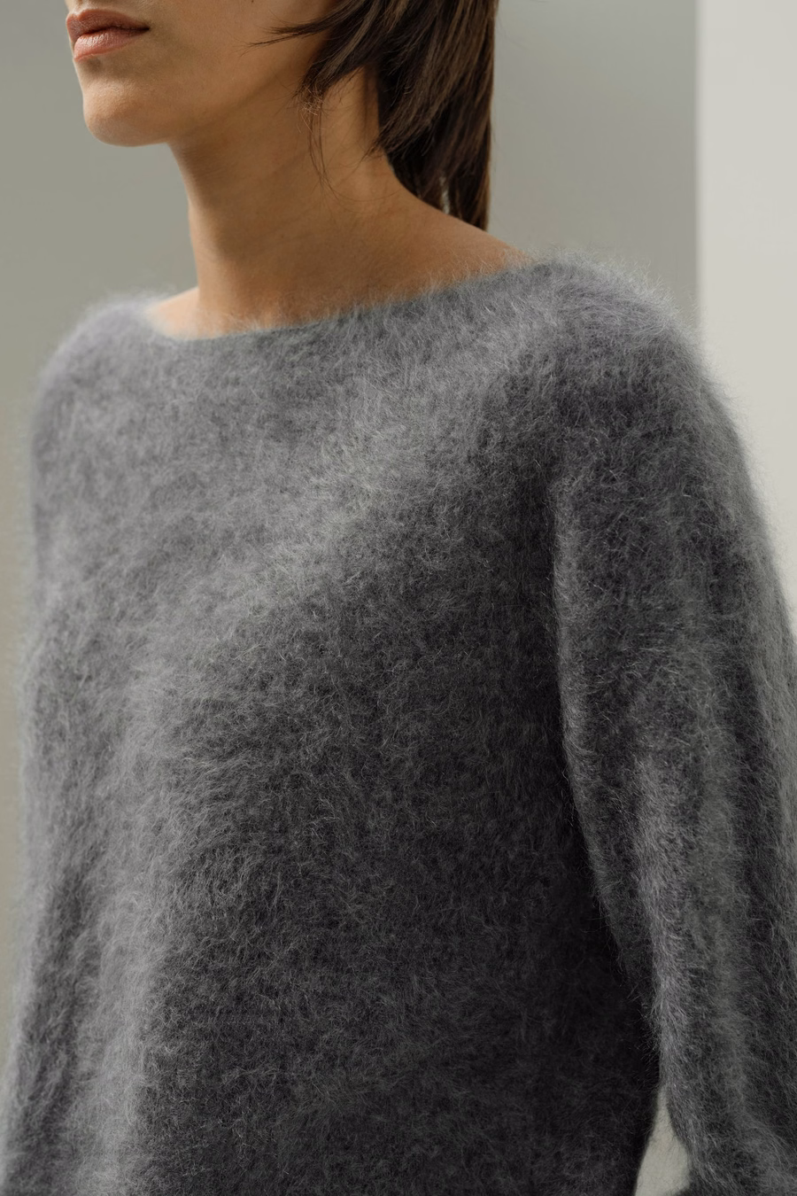 ボートネック ブラッシュドカシミアセーター