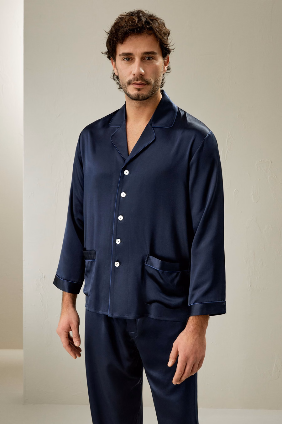 男性用ロングシルクパジャマセット
