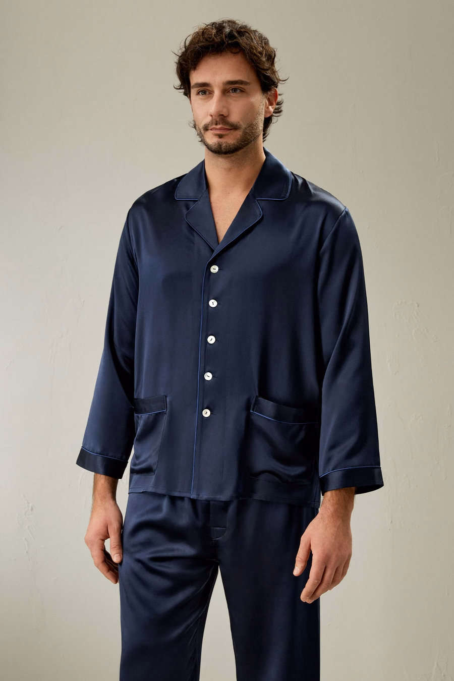 男性用ロングシルクパジャマセット