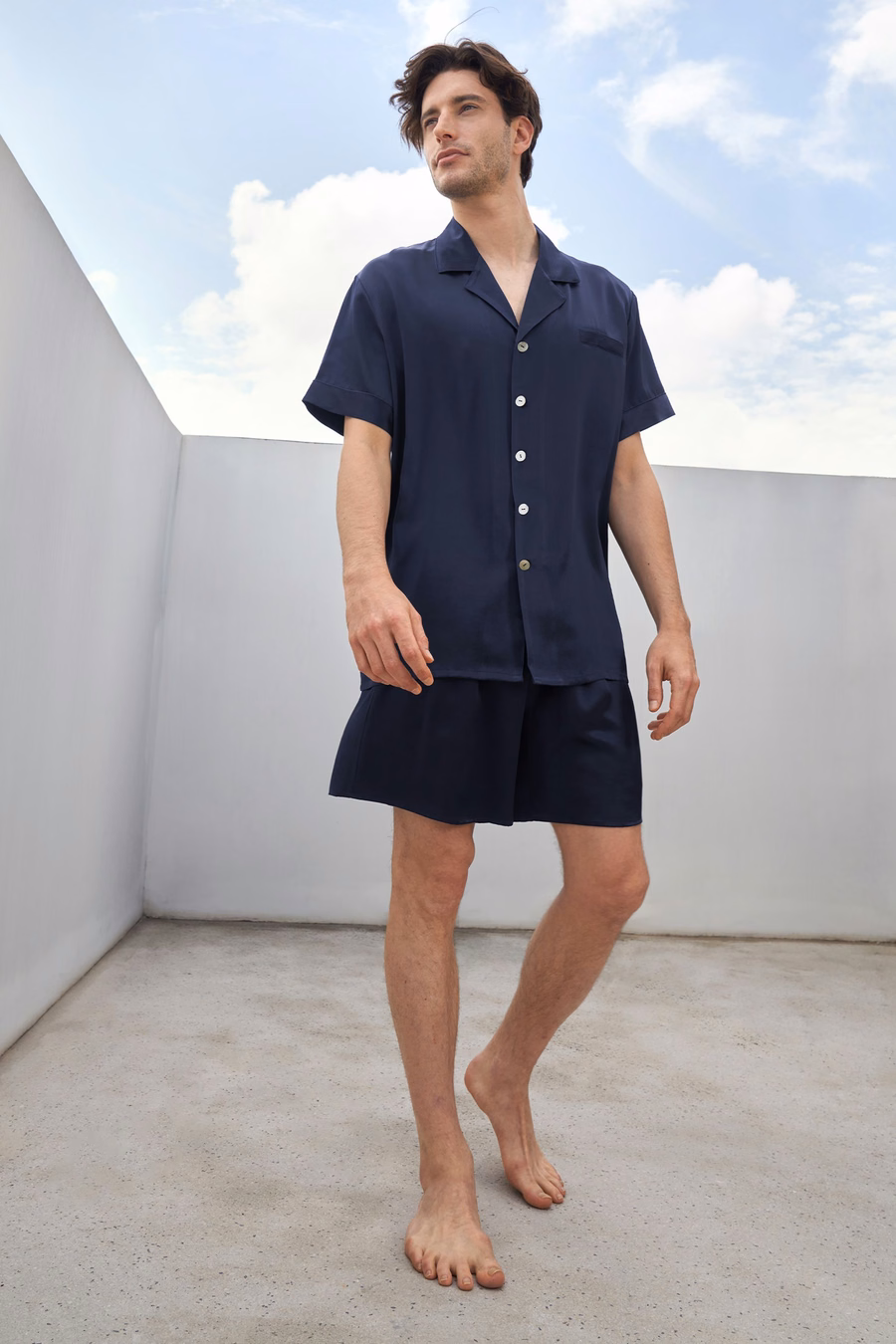 クラシック ショート シルク パジャマセット