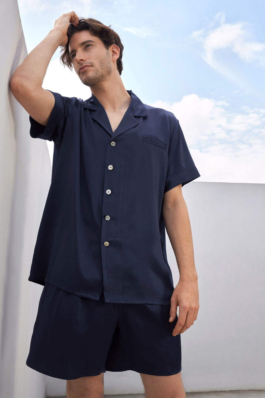 クラシック ショート シルク パジャマセット