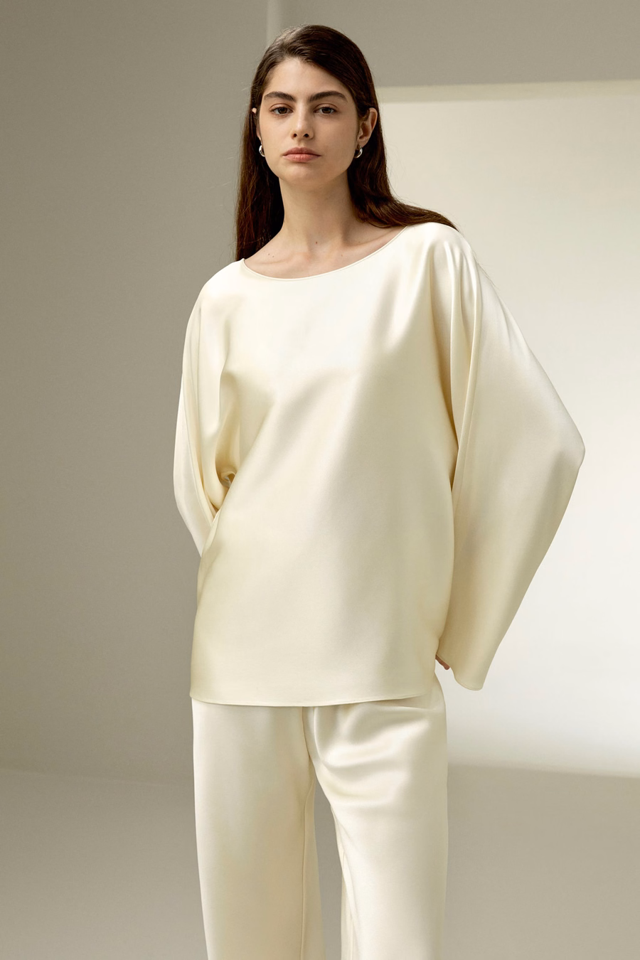 Silk Charmeuse Crewneck blouse