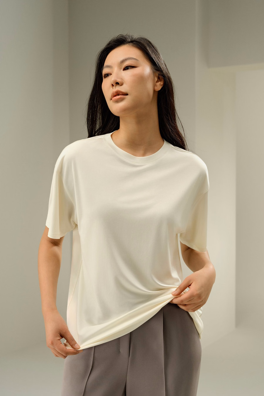 オーバーサイズシルクジャージTシャツ